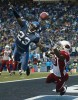 Seattle Seahawks cornerback Marcus Trufant tips away a pass intended for Arizona Cardinals wide receiver Bryant Johnson. (Photographer: Dan DeLong)
